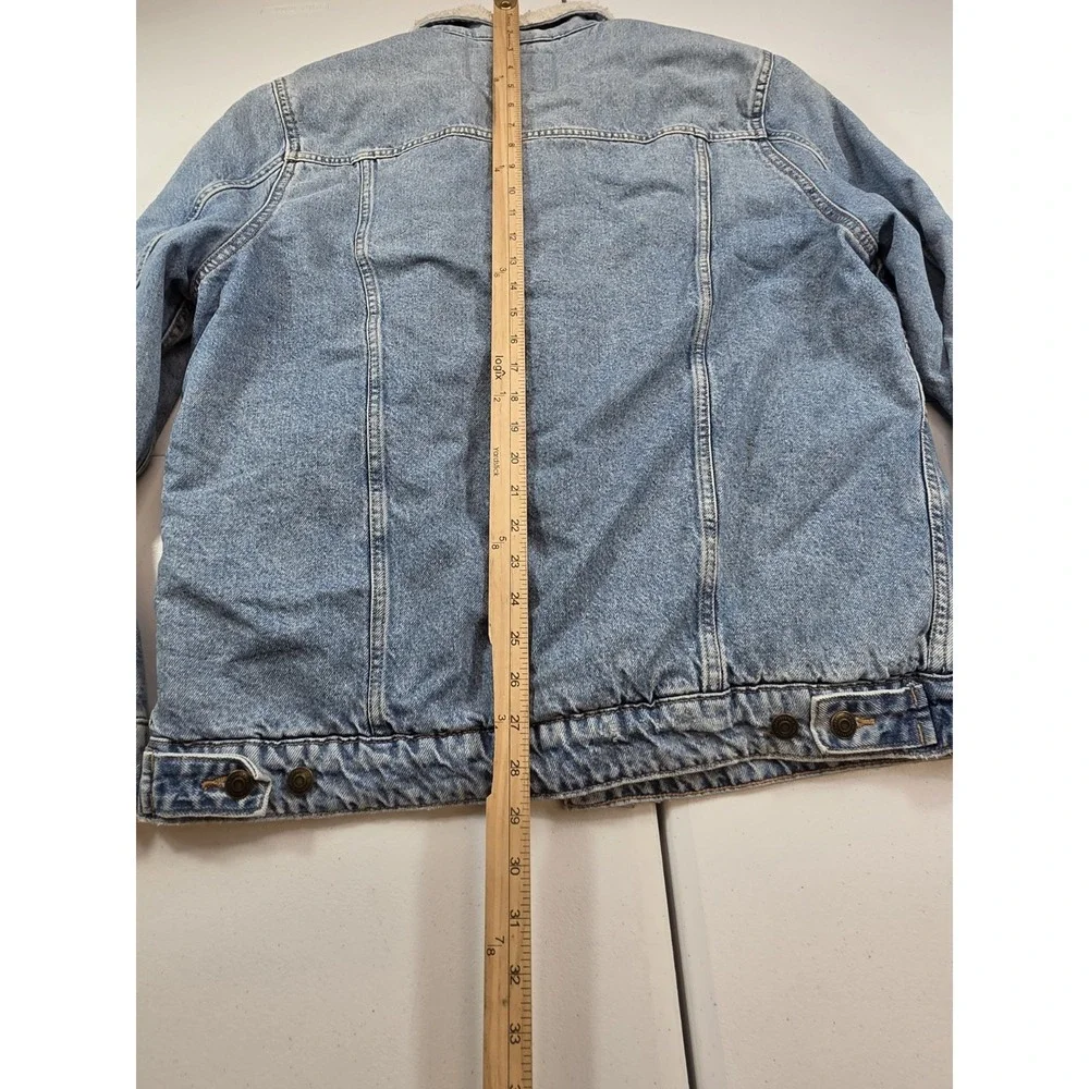 Aeropostale Mens Denim Sherpa Lined Trucker Jacket Size L